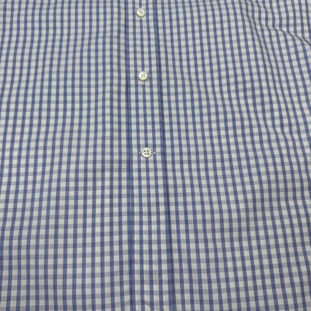 Canali Dress Shirt 43/17 Blue Gingham French Cuff Italian Quiet Luxury Preppy - Picture 12 of 16